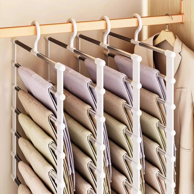 Foldable Multi-Layer Pants Hanger – Non-Slip Clips, Space-Saving Closet Organizer