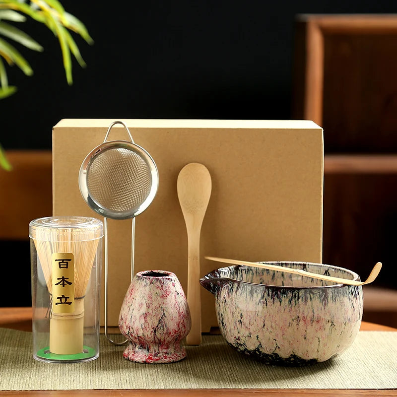 6-Piece Japanese Matcha Tea Set – Bamboo Whisk, Ceramic Bowl & Tea-Making Tools