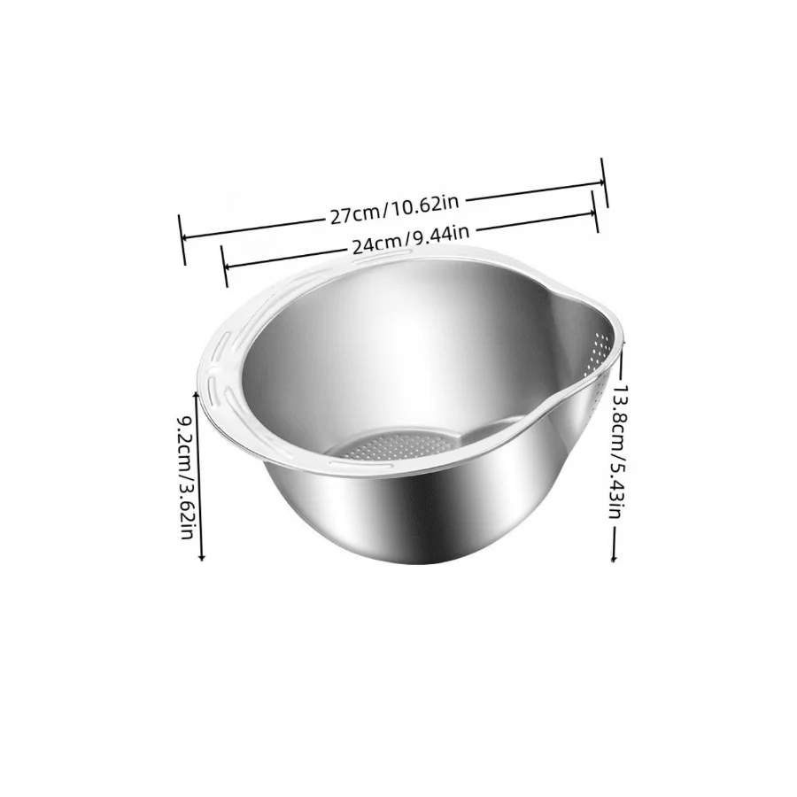 Stainless Steel Rice Washer & Strainer Bowl – Fruit & Vegetable Colander