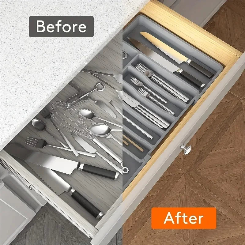 Adjustable Drawer Organizer – Expandable Flatware & Utensil Tray