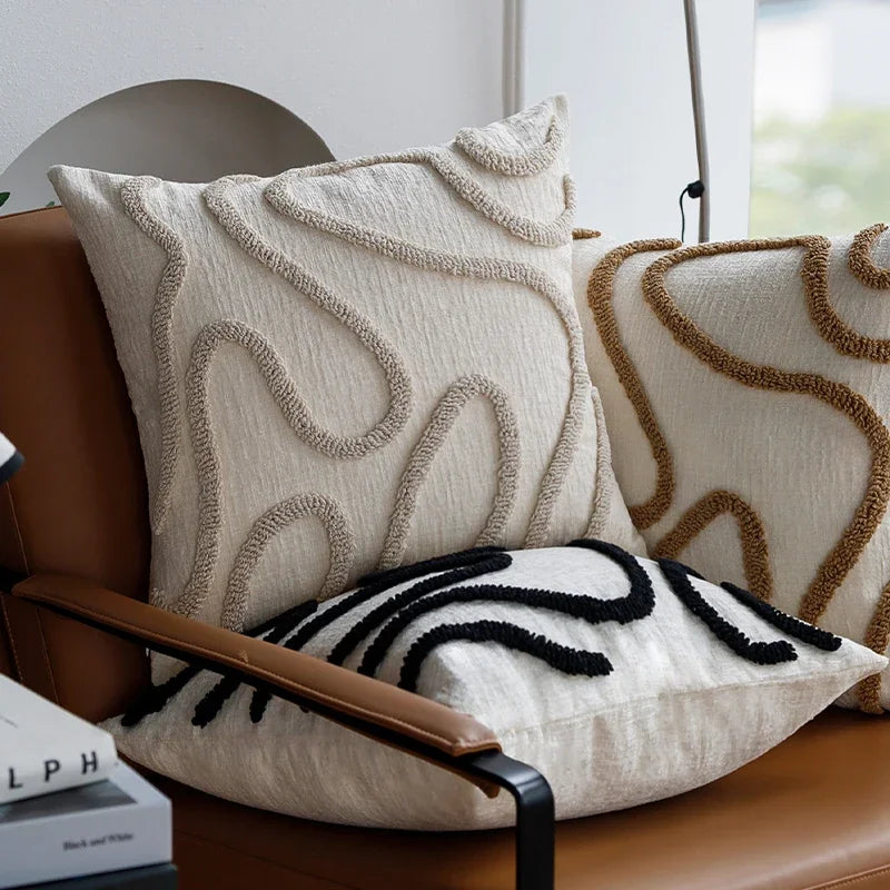 Boho Chenille Geometric Throw Pillow Cover – Soft Jacquard Cushion Cover 45x45cm
