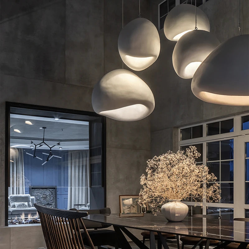 Nordic Wabi-Sabi Pendant Lamp – Handknit LED Ceiling Chandelier for Living & Dining Room