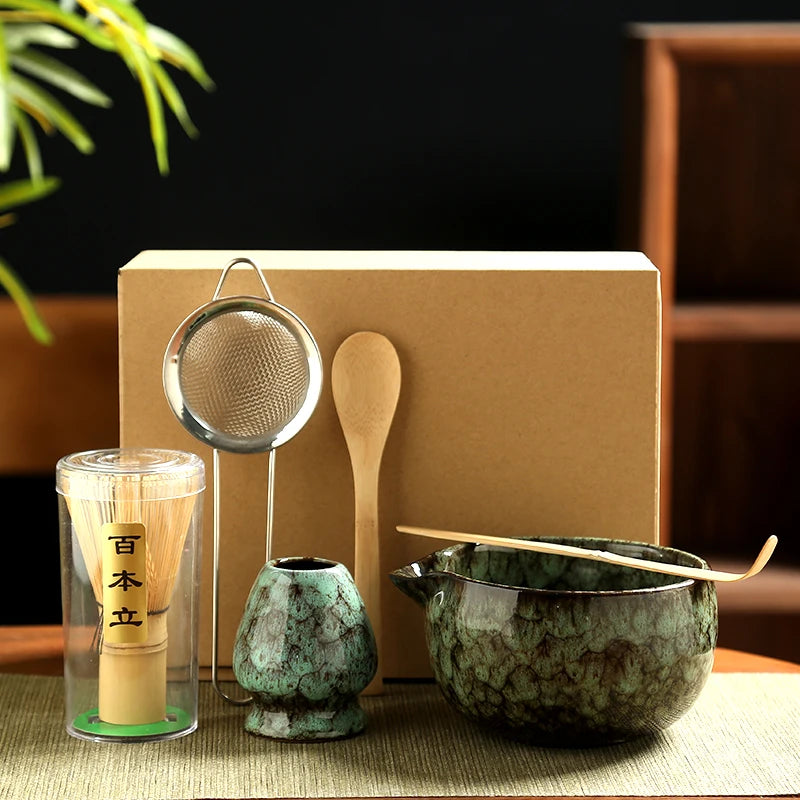 6-Piece Japanese Matcha Tea Set – Bamboo Whisk, Ceramic Bowl & Tea-Making Tools