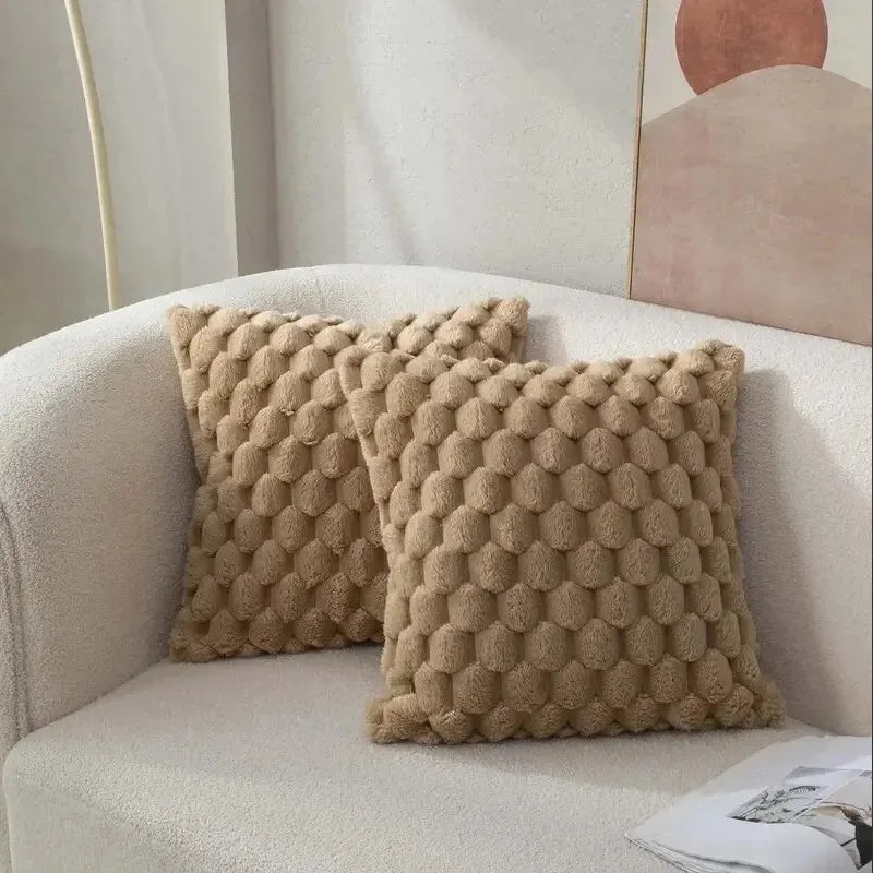 3D Soft Plush Throw Pillowcase – Cream White Pineapple & Turtle Pattern Cushion Cover