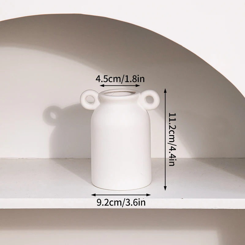 White Ceramic Vase – Nordic Matte Frosted Bud Vase for Home Decor