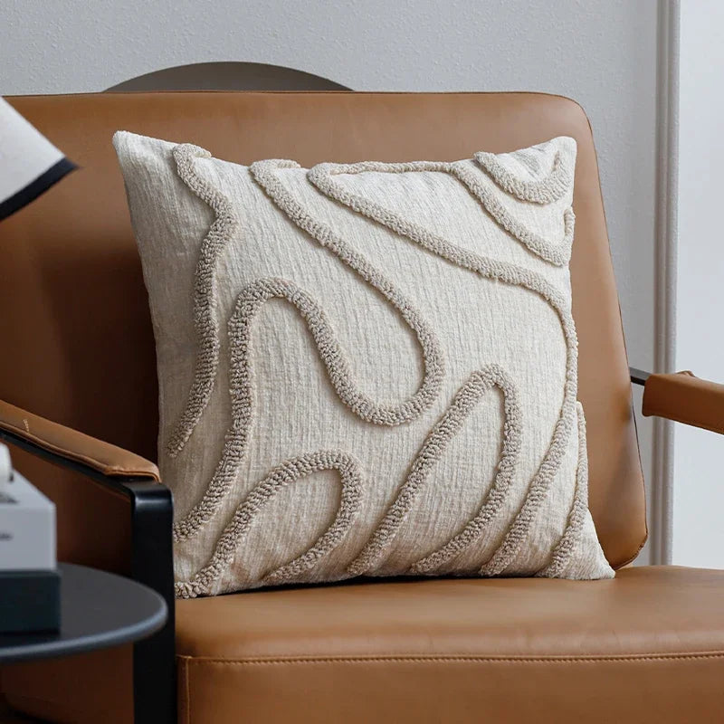 Boho Chenille Geometric Throw Pillow Cover – Soft Jacquard Cushion Cover 45x45cm