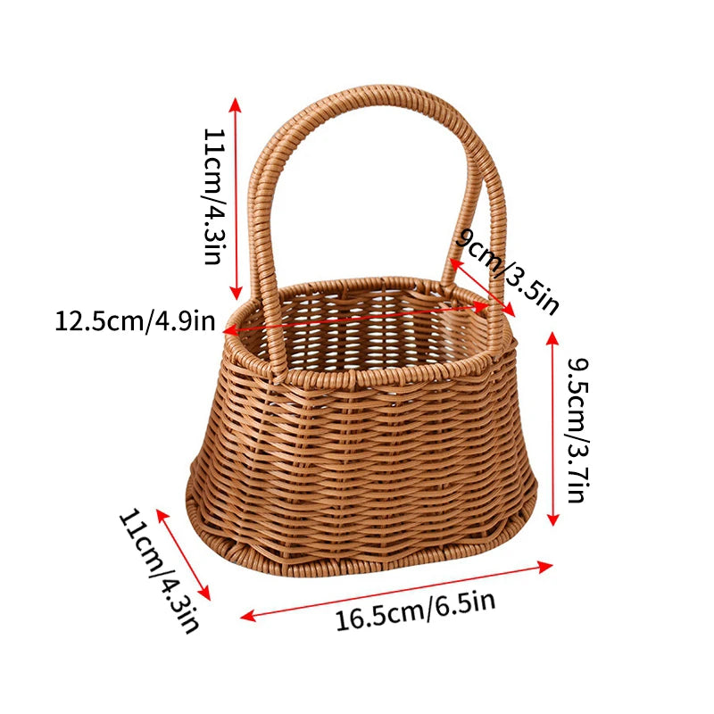 Handwoven Rattan Storage Basket – Multi-Use Fruit, Picnic & Desktop Organizer