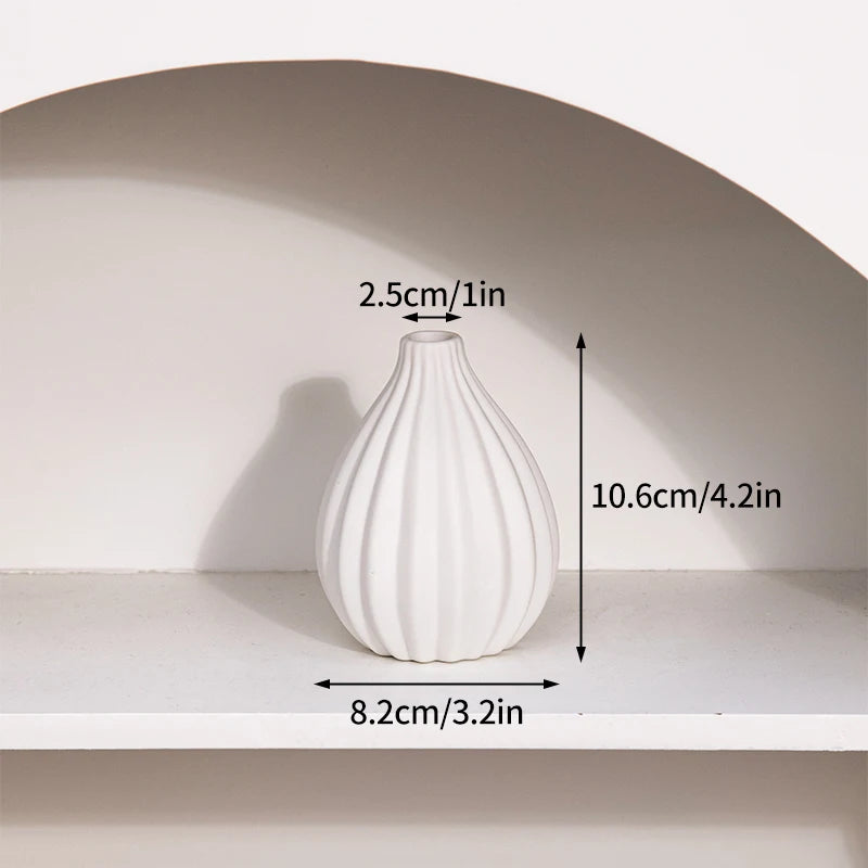 White Ceramic Vase – Nordic Matte Frosted Bud Vase for Home Decor