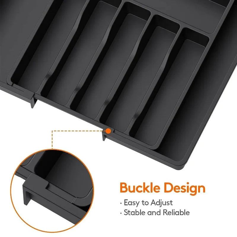 Adjustable Drawer Organizer – Expandable Flatware & Utensil Tray
