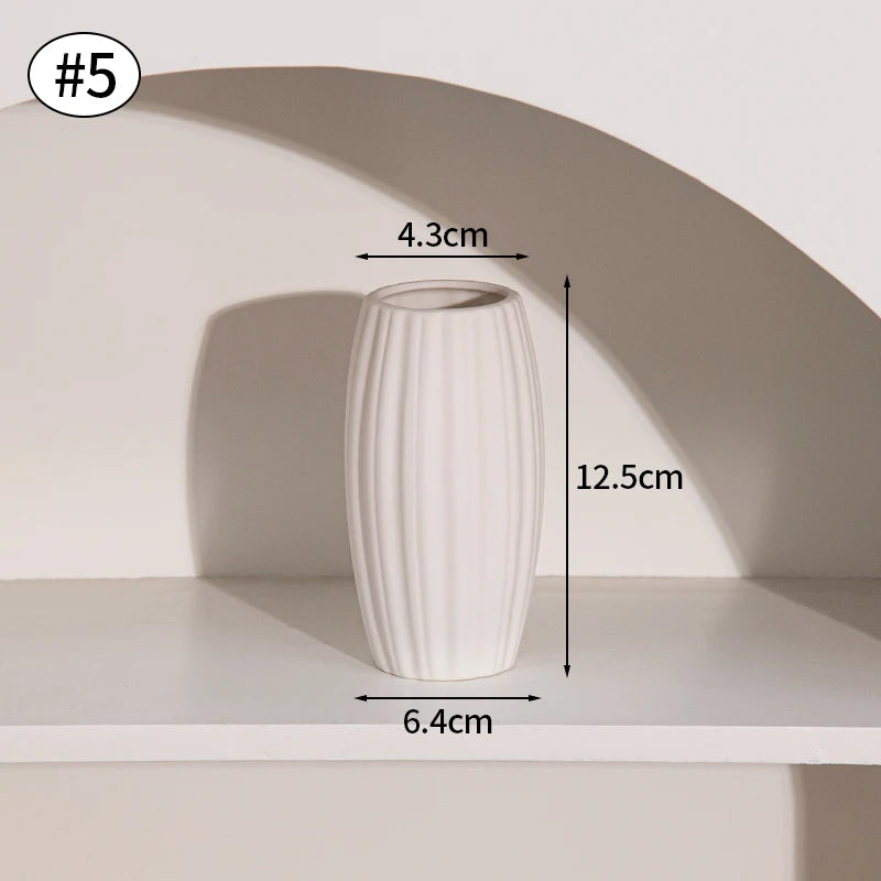 White Ceramic Vase – Nordic Matte Frosted Bud Vase for Home Decor