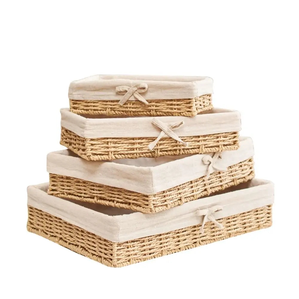 Handwoven Rattan Storage Tray – French Boho Style, 4 Sizes