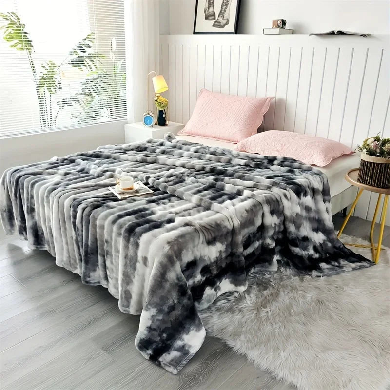 Luxurious Faux Rabbit Fur Throw Blanket – Soft, Thick & Warm for All Seasons