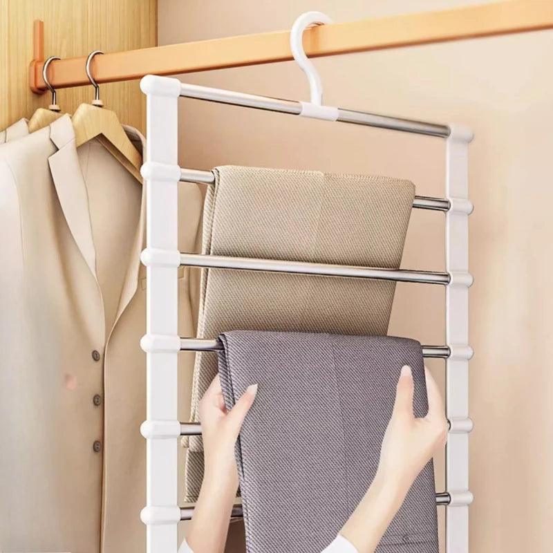 Foldable Multi-Layer Pants Hanger – Non-Slip Clips, Space-Saving Closet Organizer