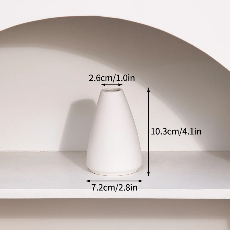 White Ceramic Vase – Nordic Matte Frosted Bud Vase for Home Decor