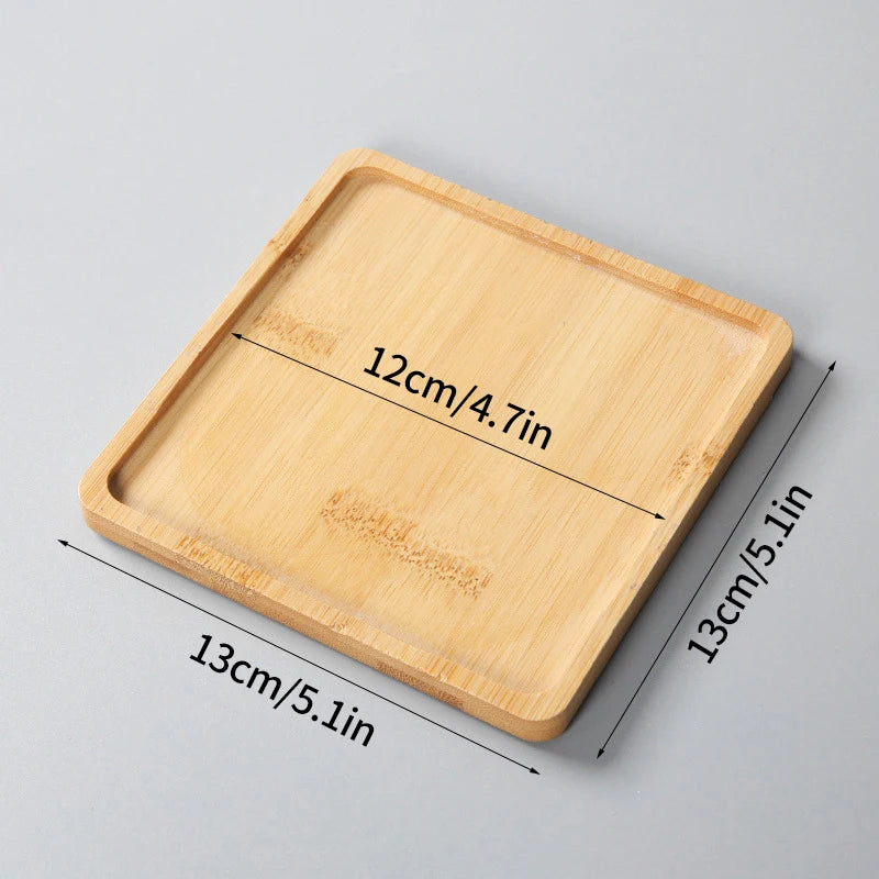 Mini Bamboo Tray – Wood Saucer, Cup Coaster & Decorative Plate