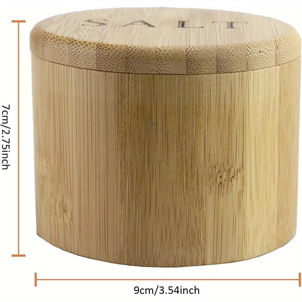 Bamboo Storage Box with Magnetic Twist-Off Lid – Salt & Spice Container