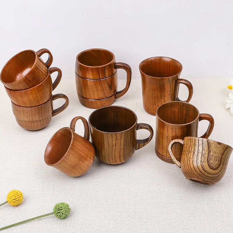 Handmade Jujube Wood Mug – Natural Wooden Cup for Coffee, Tea & Beer