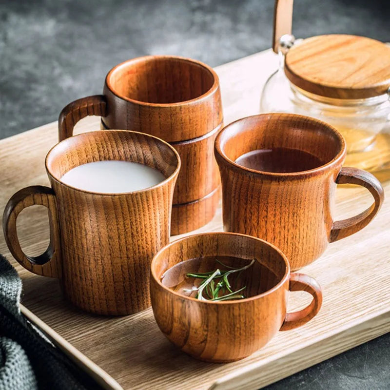Handmade Jujube Wood Mug – Natural Wooden Cup for Coffee, Tea & Beer
