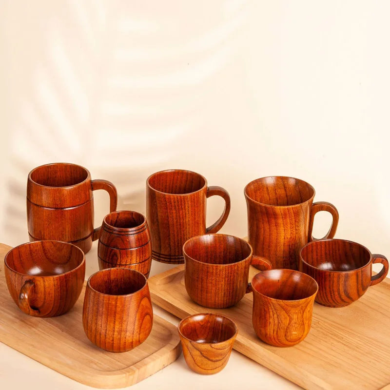 Handmade Jujube Wood Mug – Natural Wooden Cup for Coffee, Tea & Beer