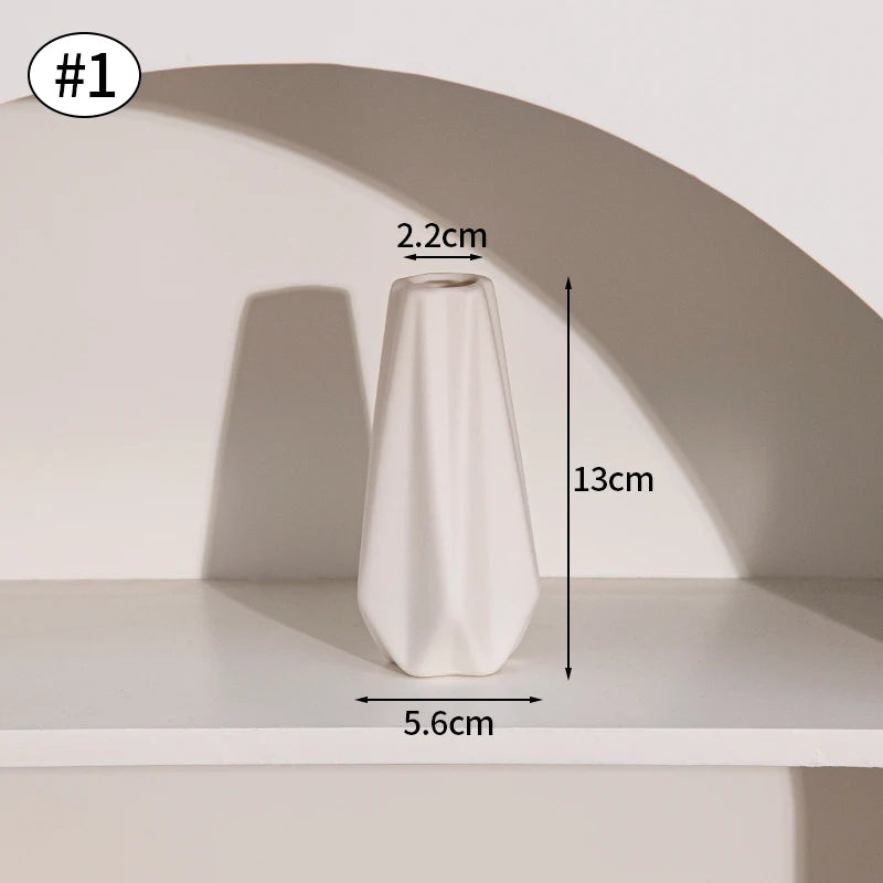 White Ceramic Vase – Nordic Matte Frosted Bud Vase for Home Decor