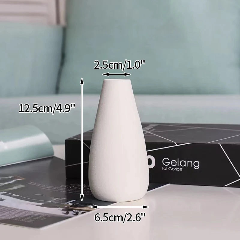 White Ceramic Vase – Nordic Matte Frosted Bud Vase for Home Decor