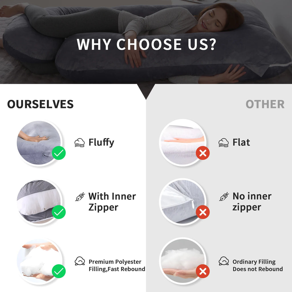 G-Shaped Full Body Pregnancy Pillow – Memory Foam Maternity Pillow with Removable Cover