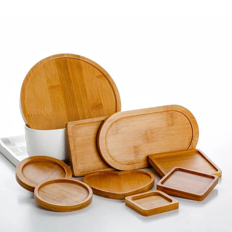 Mini Bamboo Tray – Wood Saucer, Cup Coaster & Decorative Plate