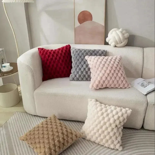 3D Soft Plush Throw Pillowcase – Cream White Pineapple & Turtle Pattern Cushion Cover