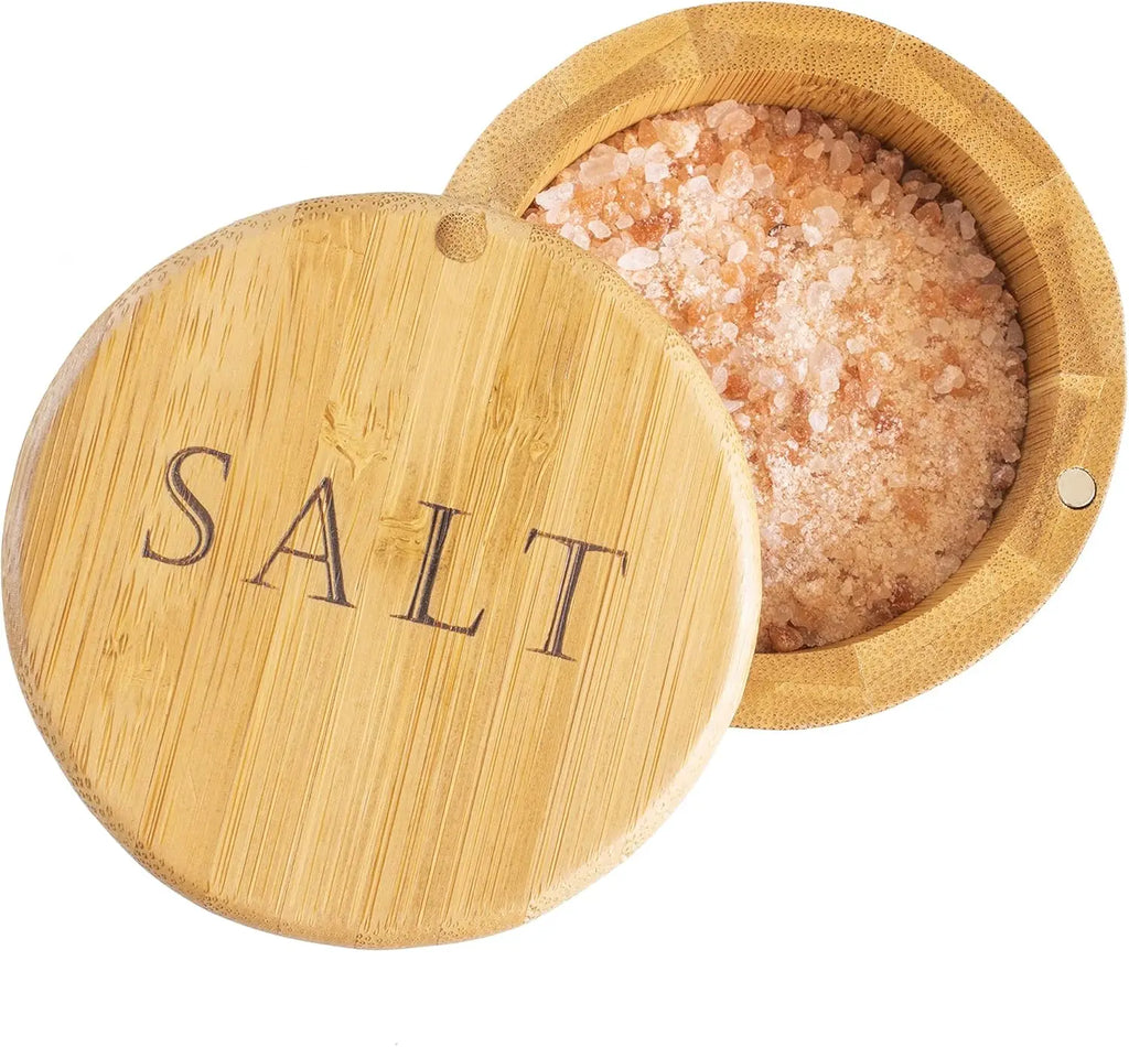 Bamboo Storage Box with Magnetic Twist-Off Lid – Salt & Spice Container