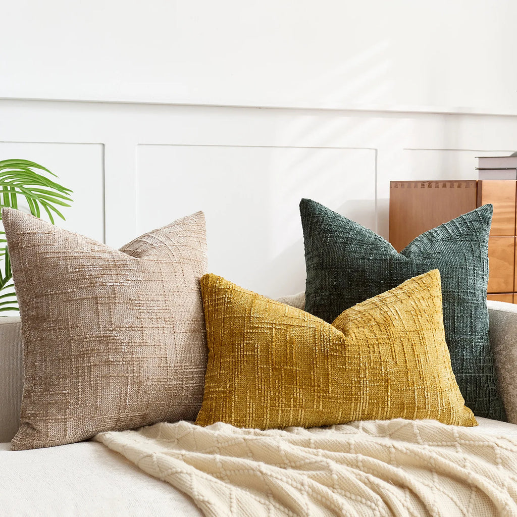 Chenille Bamboo Yarn Throw Pillow Cover – Soft Boucle Sofa Cushion Cover