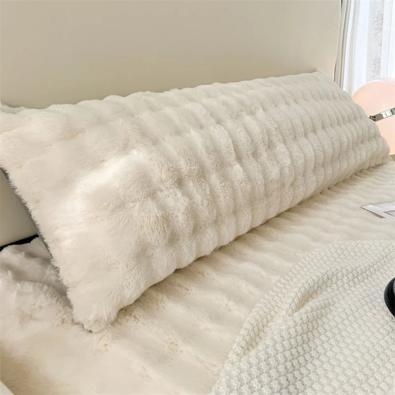 Solid Color Long Plush Pillowcase – Soft Decorative Body Pillow Cover