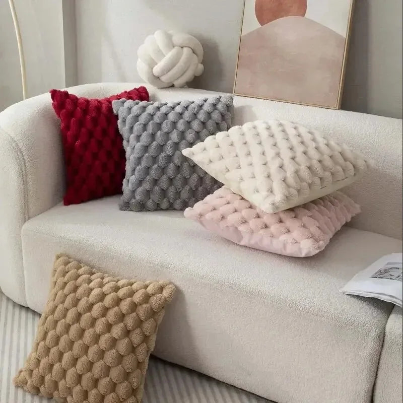 3D Soft Plush Throw Pillowcase – Cream White Pineapple & Turtle Pattern Cushion Cover