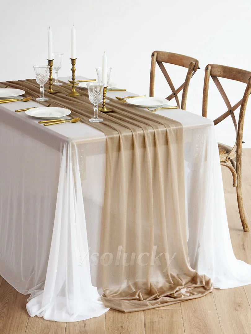 Luxury Sheer Table Runner – Rustic Boho Style for Weddings & Home Decor