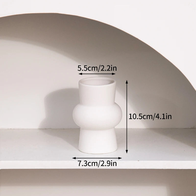 White Ceramic Vase – Nordic Matte Frosted Bud Vase for Home Decor
