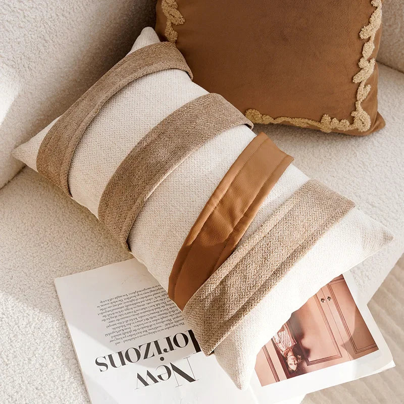 Light Luxury French Stamping Throw Pillow Cover – Brown Nordic Cushion Cover