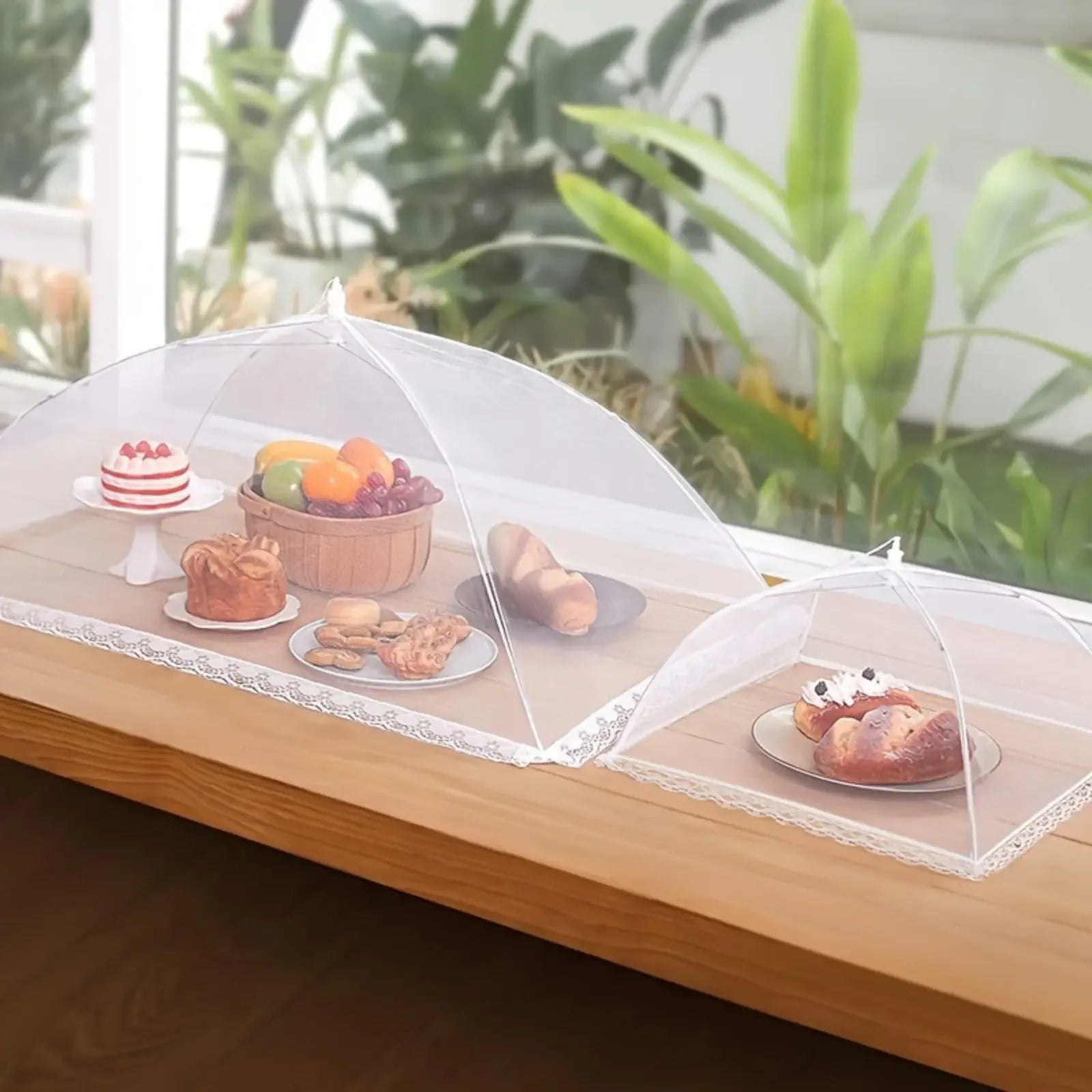 Pop-Up Mesh Food Cover – Foldable, Washable, Bug-Proof