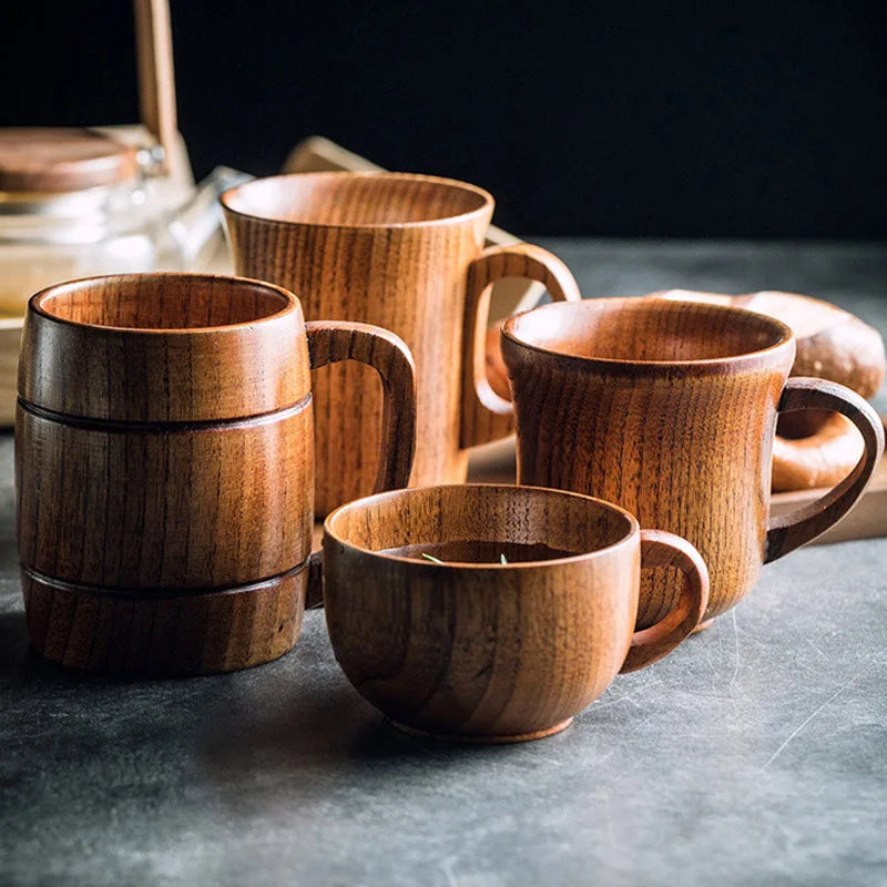 Handmade Jujube Wood Mug – Natural Wooden Cup for Coffee, Tea & Beer