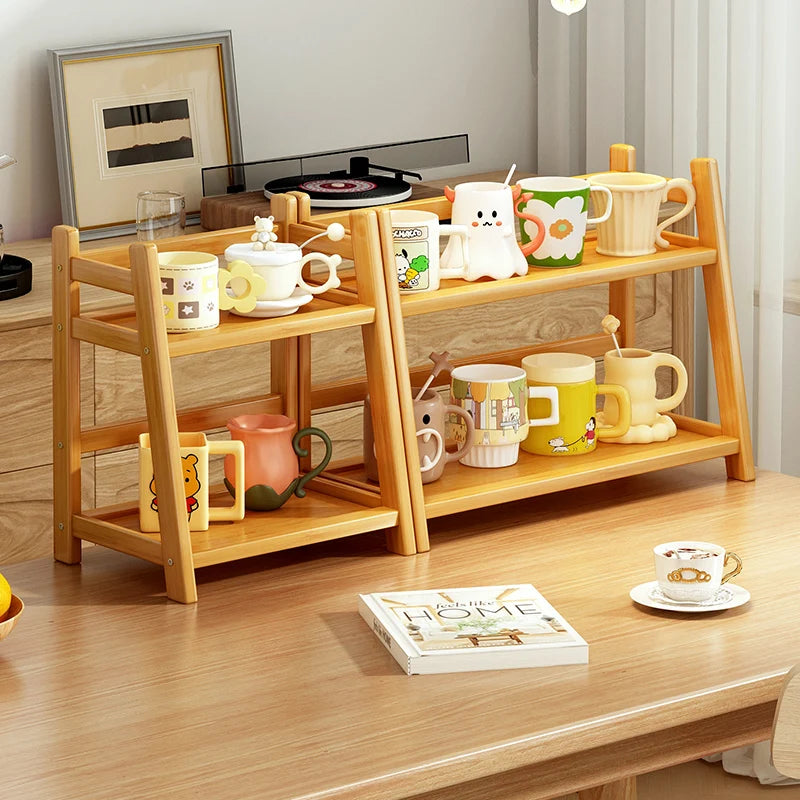 2-Layer Bamboo Kitchen Shelf – Spice Rack, Counter Organizer & Coffee Bar Stand