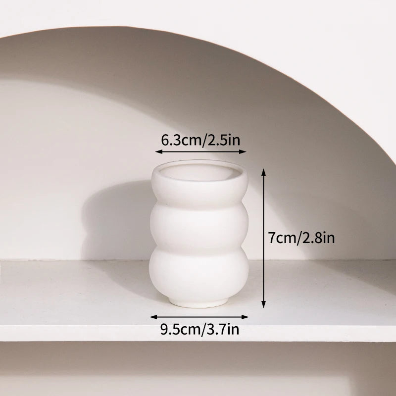 White Ceramic Vase – Nordic Matte Frosted Bud Vase for Home Decor