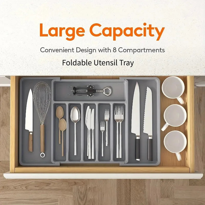 Adjustable Drawer Organizer – Expandable Flatware & Utensil Tray