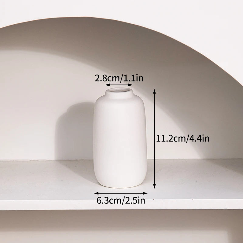 White Ceramic Vase – Nordic Matte Frosted Bud Vase for Home Decor