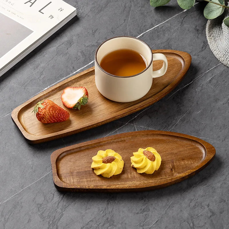 Acacia Wood Serving Tray – Multi-Use Coffee Coaster & Fruit Plate