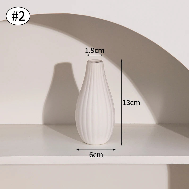 White Ceramic Vase – Nordic Matte Frosted Bud Vase for Home Decor