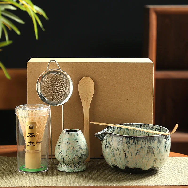 6-Piece Japanese Matcha Tea Set – Bamboo Whisk, Ceramic Bowl & Tea-Making Tools