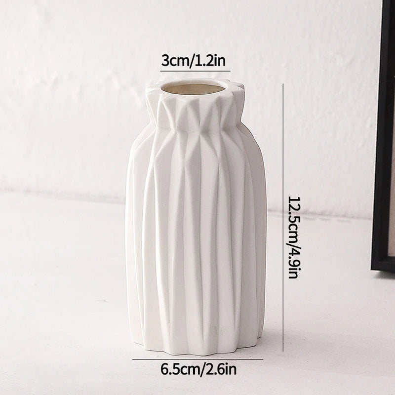White Ceramic Vase – Nordic Matte Frosted Bud Vase for Home Decor