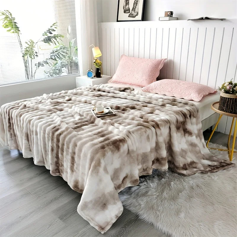 Luxurious Faux Rabbit Fur Throw Blanket – Soft, Thick & Warm for All Seasons