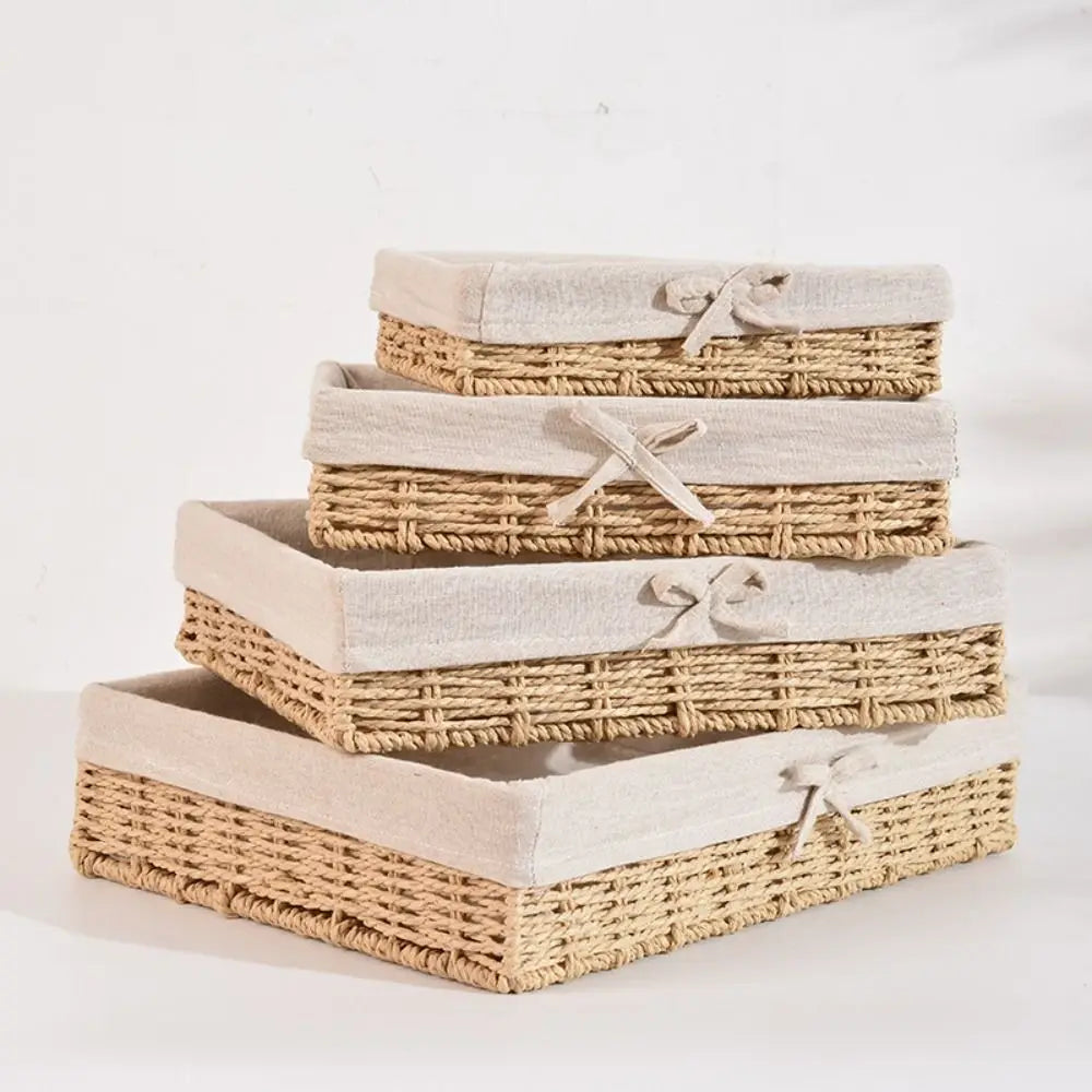 Handwoven Rattan Storage Tray – French Boho Style, 4 Sizes