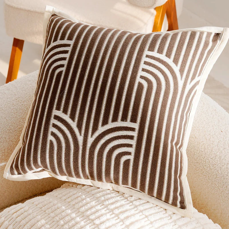 Light Luxury French Stamping Throw Pillow Cover – Brown Nordic Cushion Cover
