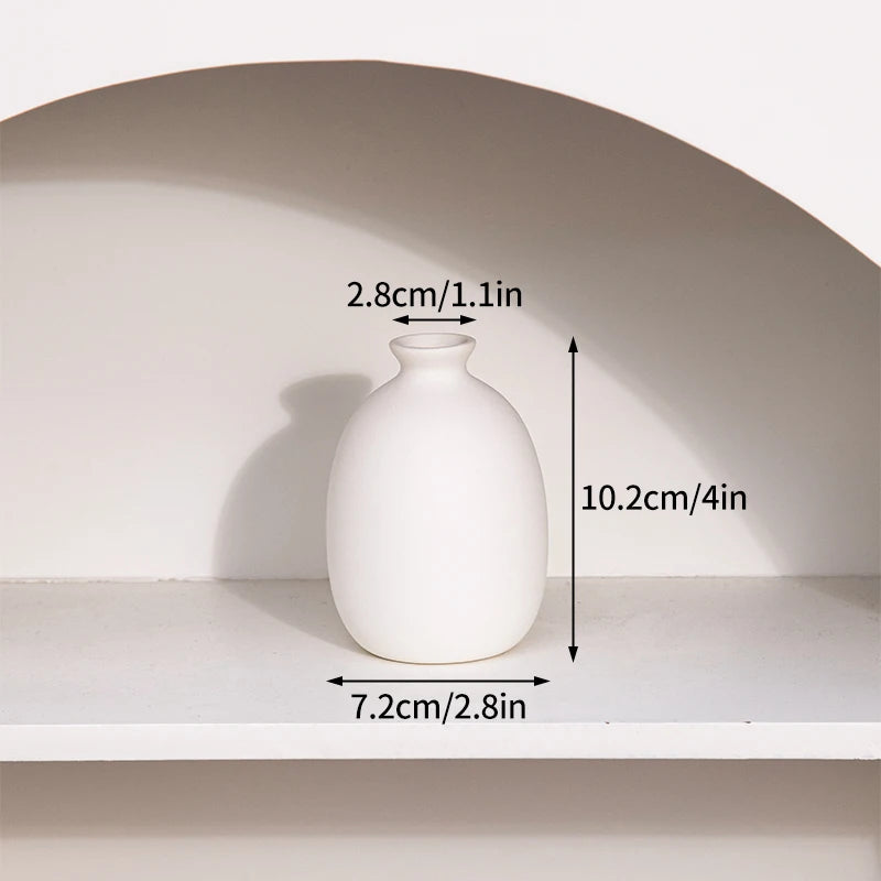 White Ceramic Vase – Nordic Matte Frosted Bud Vase for Home Decor