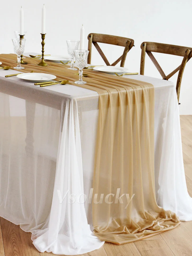 Luxury Sheer Table Runner – Rustic Boho Style for Weddings & Home Decor
